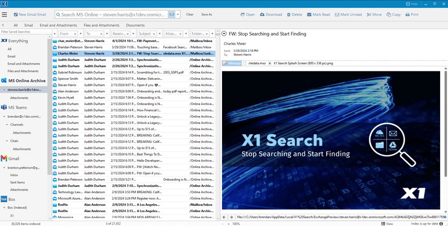 screenshot of X1 Search